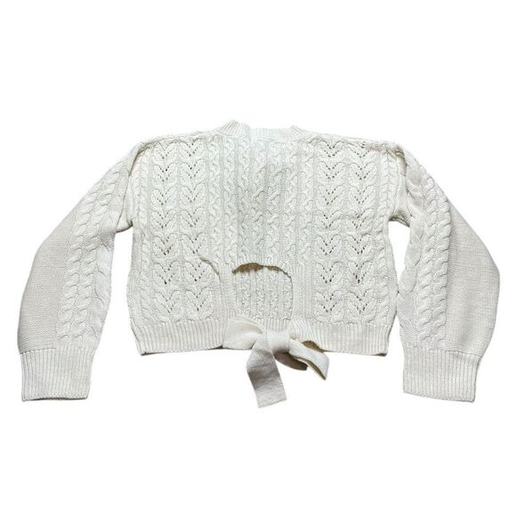 NWT PINK ROSE Knit Sweater with Tie Back Blizzard White Size Medium - Picture 3 of 8